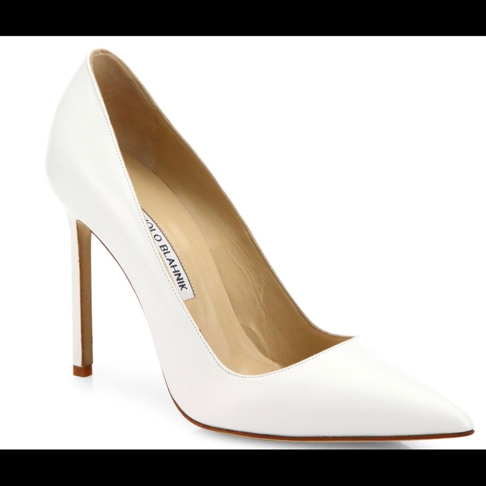 Manolo Blahnik BB105 White Pump/trade value $600